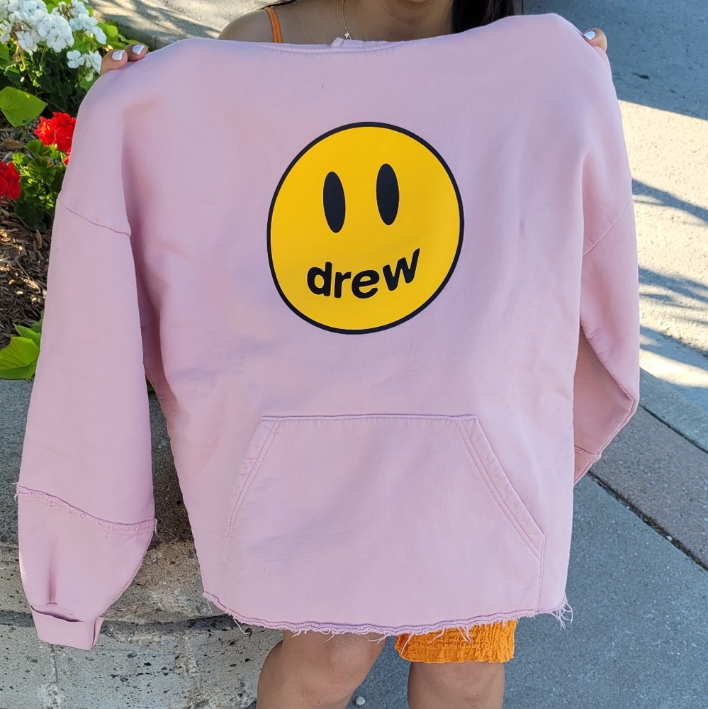 drew house mascot deconstructed hoodie in dusty rose